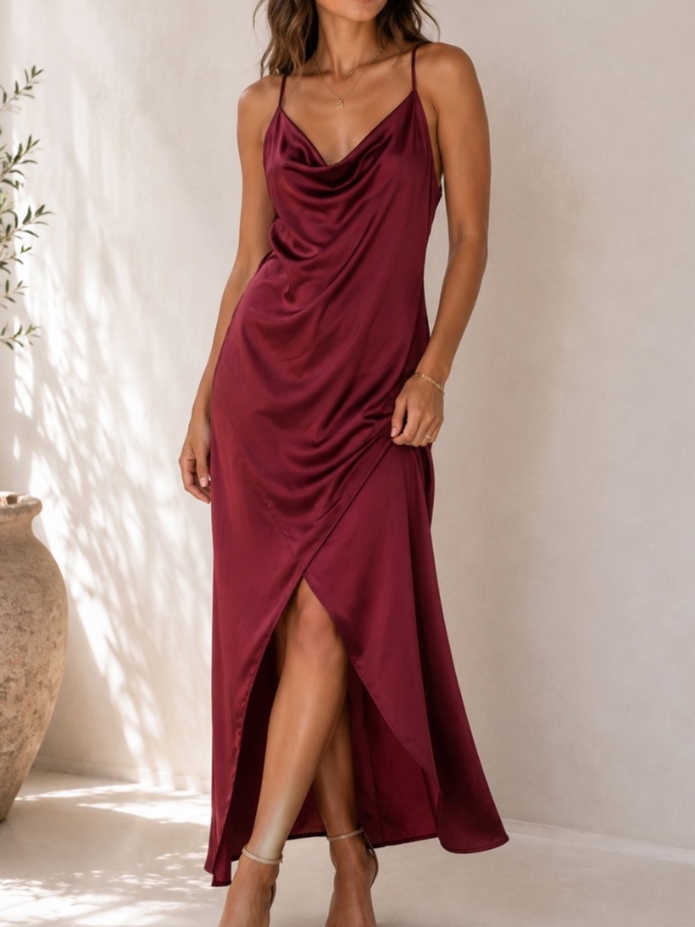 Pretty Little Things Slip Dress Womens Size 12 Burgundy Formal Cocktail Wedding